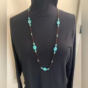 Turquoise and Brown Beaded Necklace